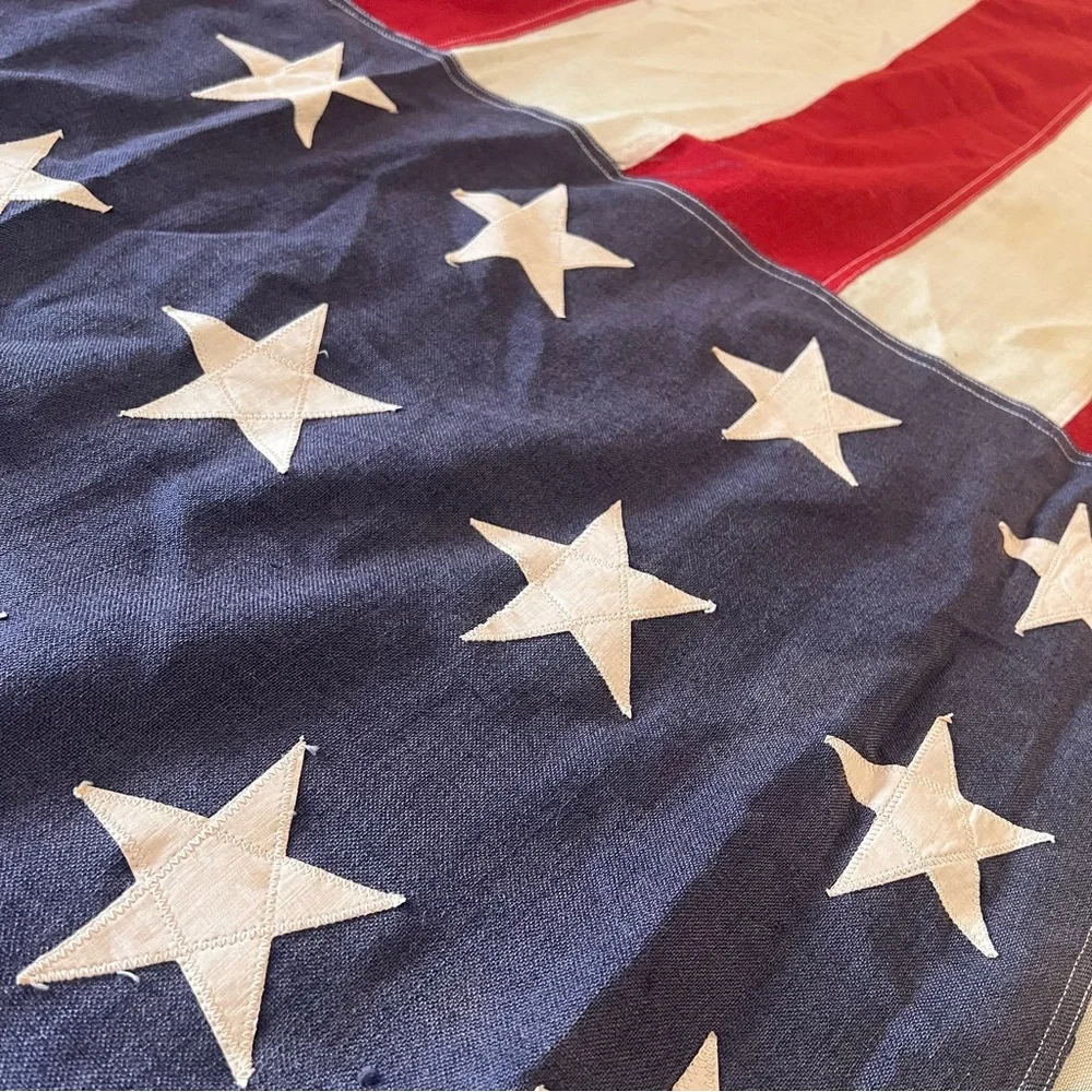 VTG XL 48 Stars American Flag Hand Stitched Stars Cotton 113.5x53.5” - Picture 8 of 16